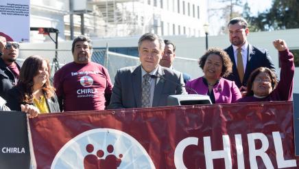 Assemblymember Juan Carrillo speaks at press conference 